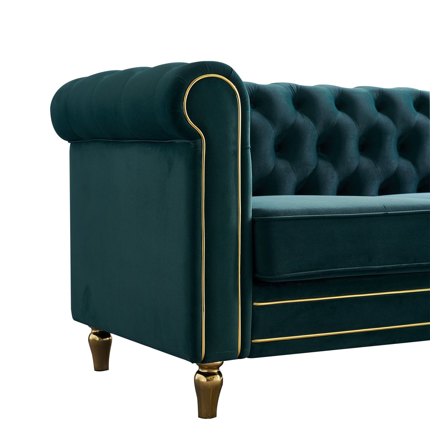 Chesterfield - Velvet Sofa 84.65" For Living Room - Green