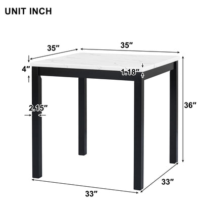 5-Piece Counter Height Dining Table Set With One Faux Marble Top Dining Table And Four Velvet Upholstered Chairs - Black