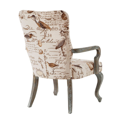 High Back Accent Chair With Goose Neck Arms - Ivory Multi