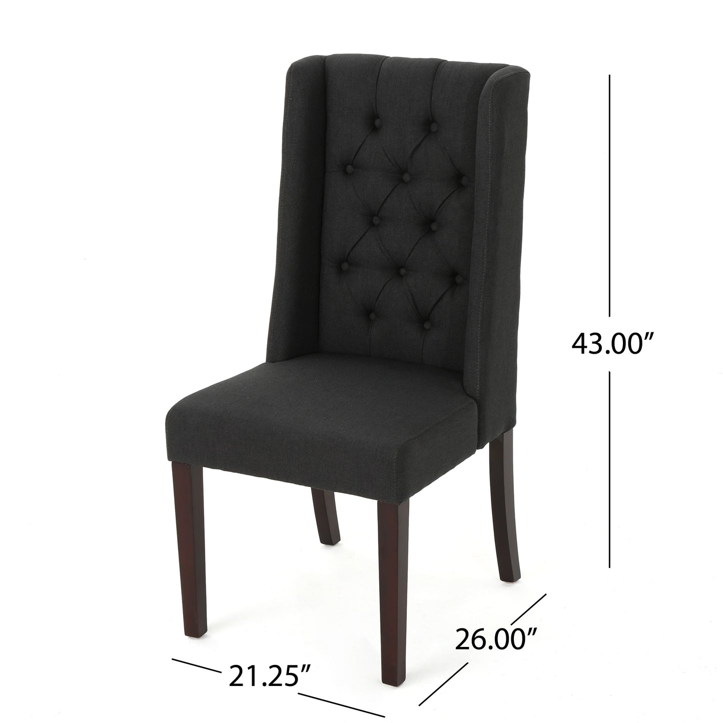 Contemporary Dining Chair (Set of 2) With Tufted Design - Charcoal