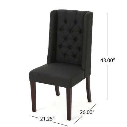 Contemporary Dining Chair (Set of 2) With Tufted Design - Charcoal