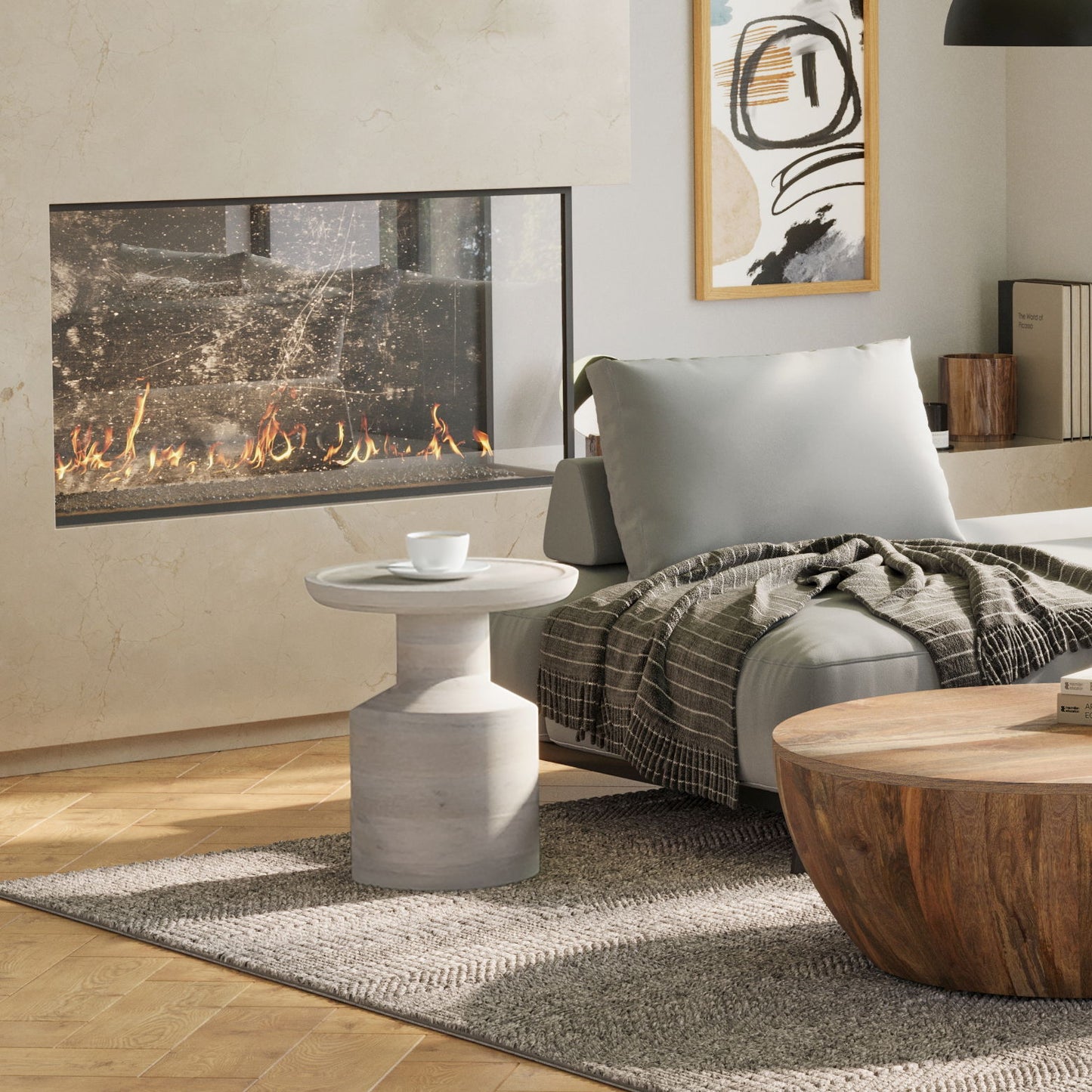 Haynes - Wooden Accent Table - White Wash