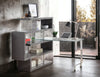 Buck II - Clear Glass, Chrome High Gloss Writing Desk With Shelf - Gray