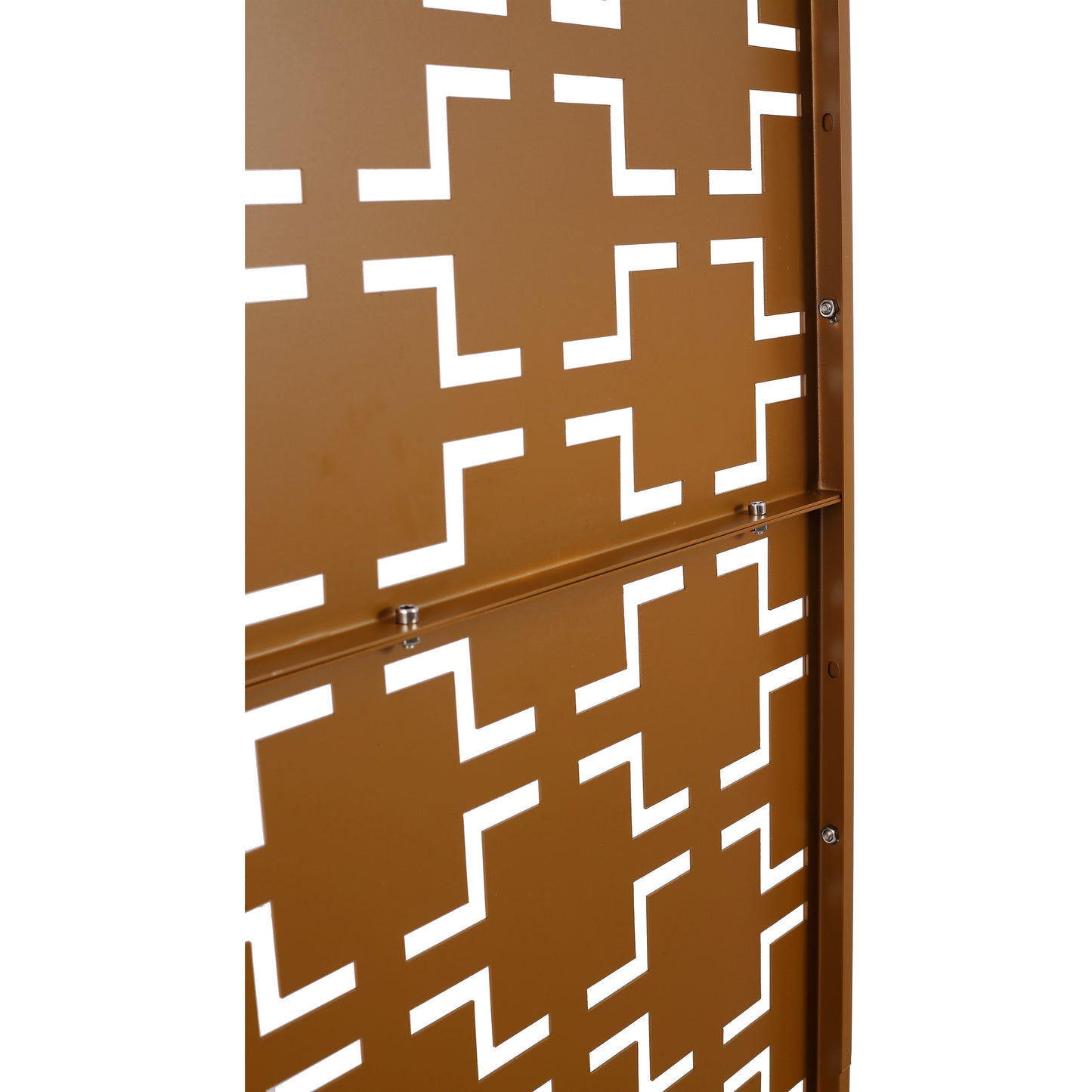 Outdoor & Indoor Freestanding Decorative Privacy Screen For Deck Balcony Patio, Metal Privacy Screen - Brown