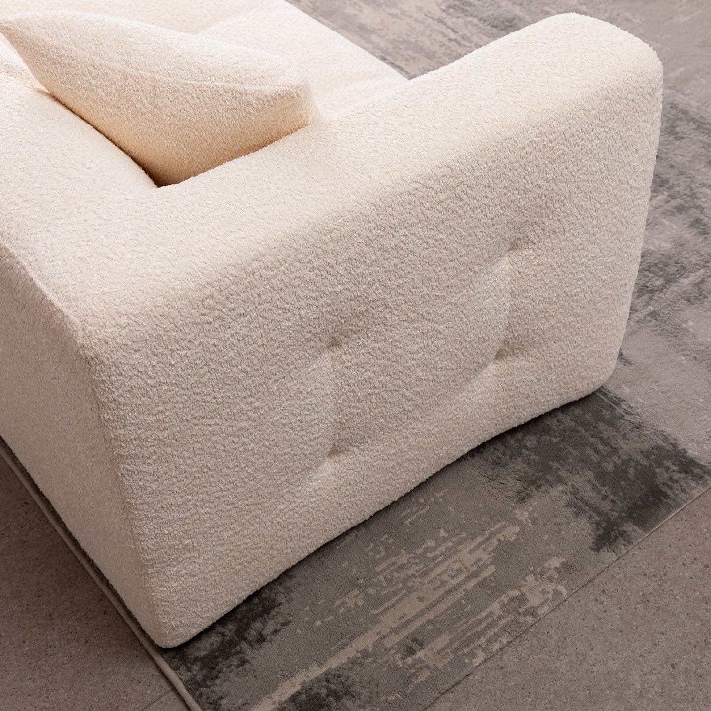 Stylish Sofa With Square Design And Thick Handrailing For Living Room Or Office - Beige