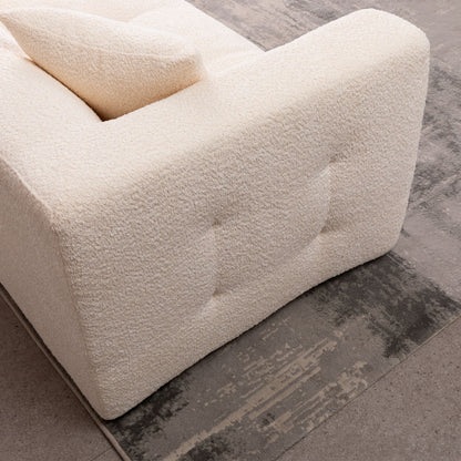Stylish Sofa With Square Design And Thick Handrailing For Living Room Or Office - Beige