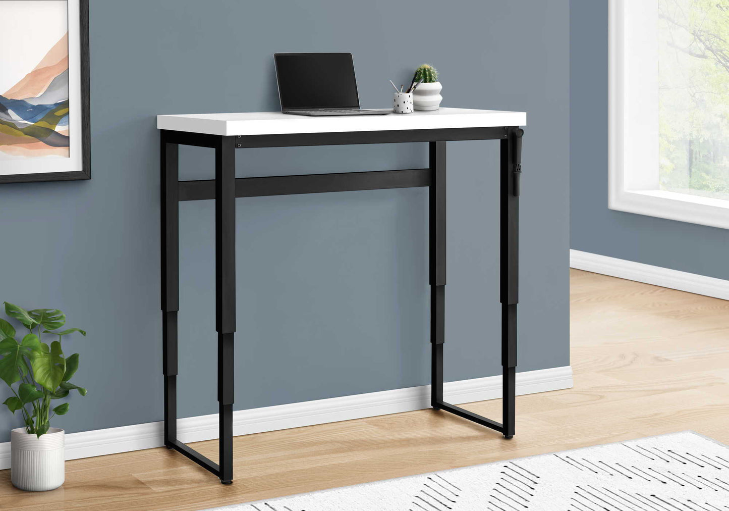 Computer Desk, Home Office, Standing, Adjustable, Laptop, Contemporary And Modern - White / Black