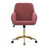 Ergonomic Swivel Office Chair, Comfortable Velvet Backrest Seat, Adjustable For Home And Bedroom - Rose Red