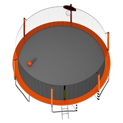 16Ft Trampoline With Basketball Hoop Pump And Ladder (Inner Safety Enclosure) With Soccer Goal - Orange
