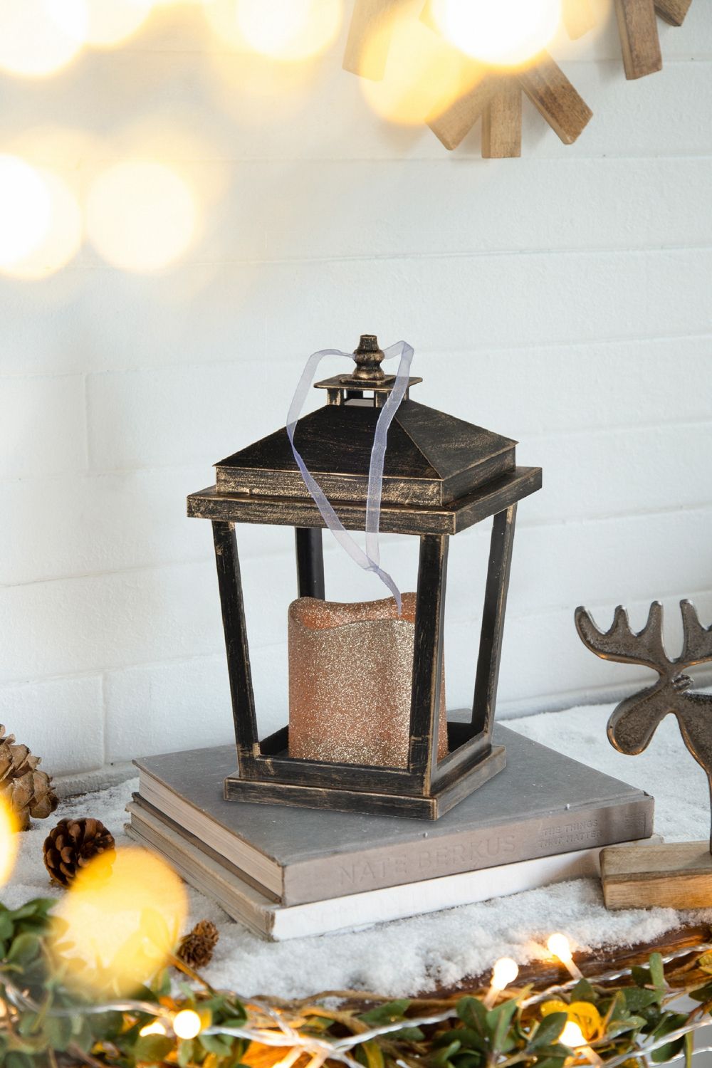 Menifee - Lantern With Led Candle, Short (Set of 2) - Bronze