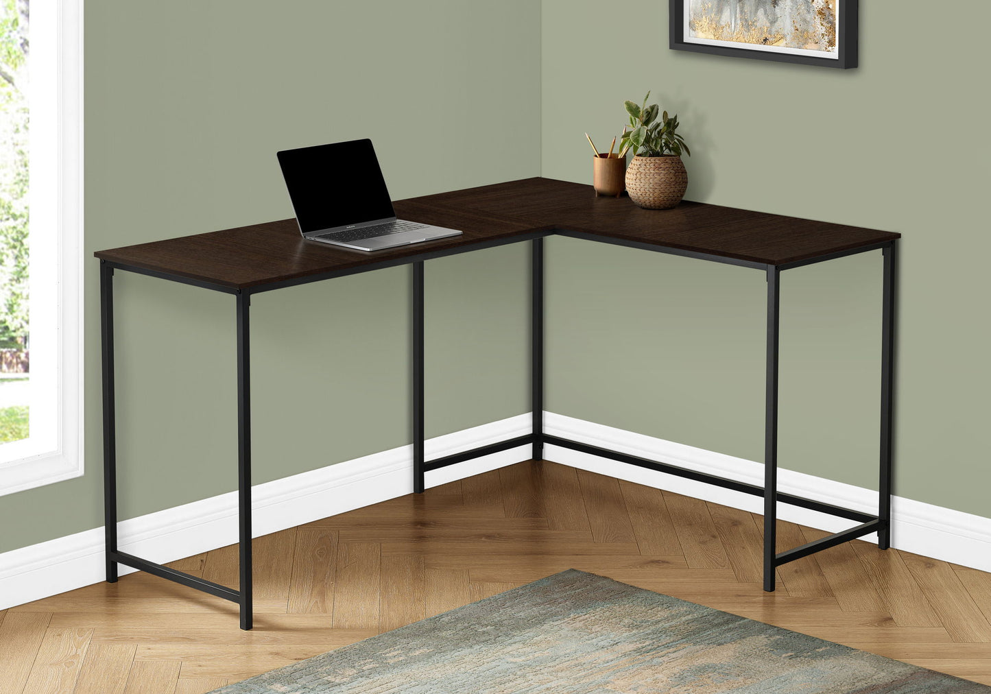 Computer Desk, Home Office, Corner, L Shape, Laptop, Contemporary & Modern - Espresso