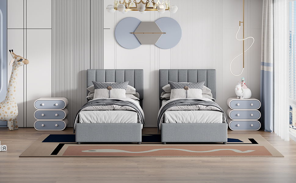 King Size Upholstered Platform Bed With A Hydraulic Storage System - Gray