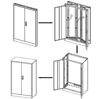 Metal Storage Cabinet With Locking Doors And Adjustable Shelf, Folding Filing Storage Cabinet, Folding Storage Locker Cabinet For Home Office, School, Garage - White