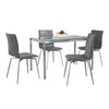 Fuji Mason - Upholstered Swivel Contemporary Dining Set Dining Set, Glass, 5 Piece - Gray