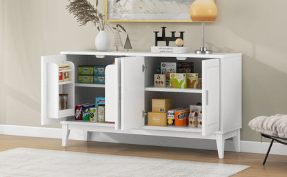 4 Door Sideboard Storage Cabinet With Door Shelf For Living Room And Dining Room, 2 Large Cabinets With Adjustable Shelf - White