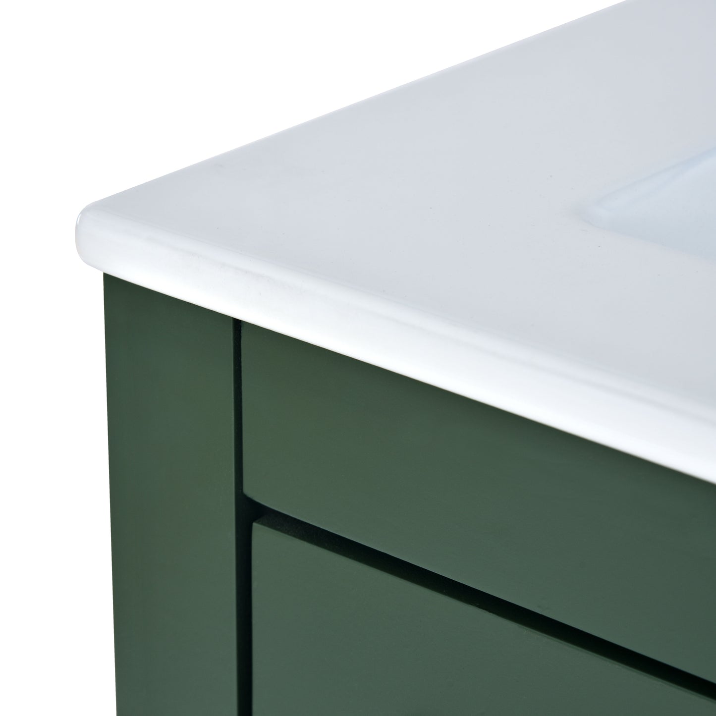 Bathroom Vanity With Ceramic Sink Combo, Modern Freestanding Storage Cabinet With Silver Handles, Soft Closing Doors - Green