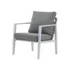 Aluminum Lounge Chair With Sleek Rope Accents, Comfortable Cushions, For Modern Indoor Outdoor Spaces - Gray / Silver / White