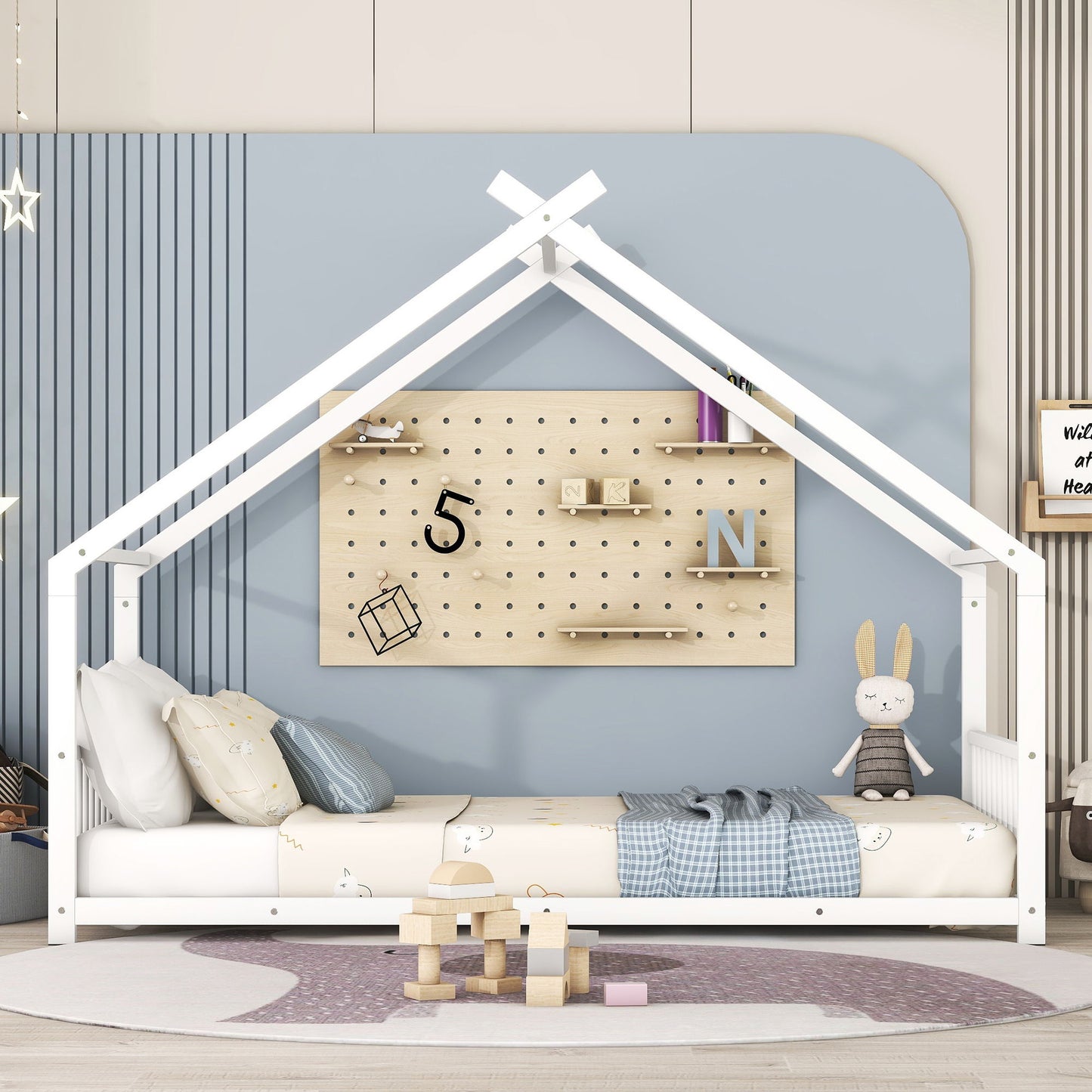 Twin Size House Bed - White