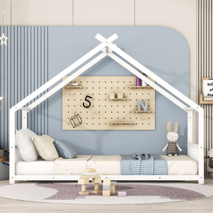 Twin Size House Bed - White