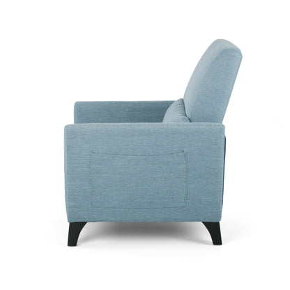 Repose Upholstered Recliner Chair With Nailhead Trim And Side Pocket - Light Blue