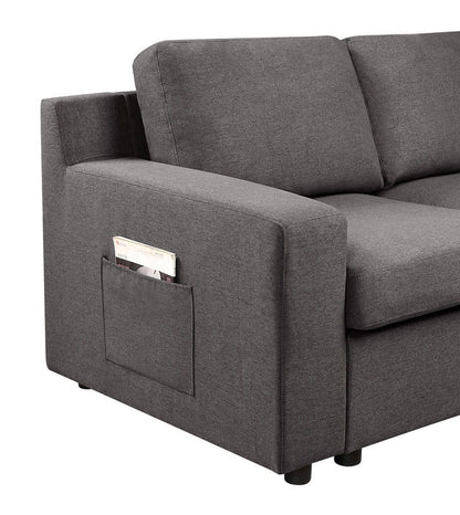 Waylon - 7 Seater U-Shape Sectional Sofa Chaise With Pocket - Gray
