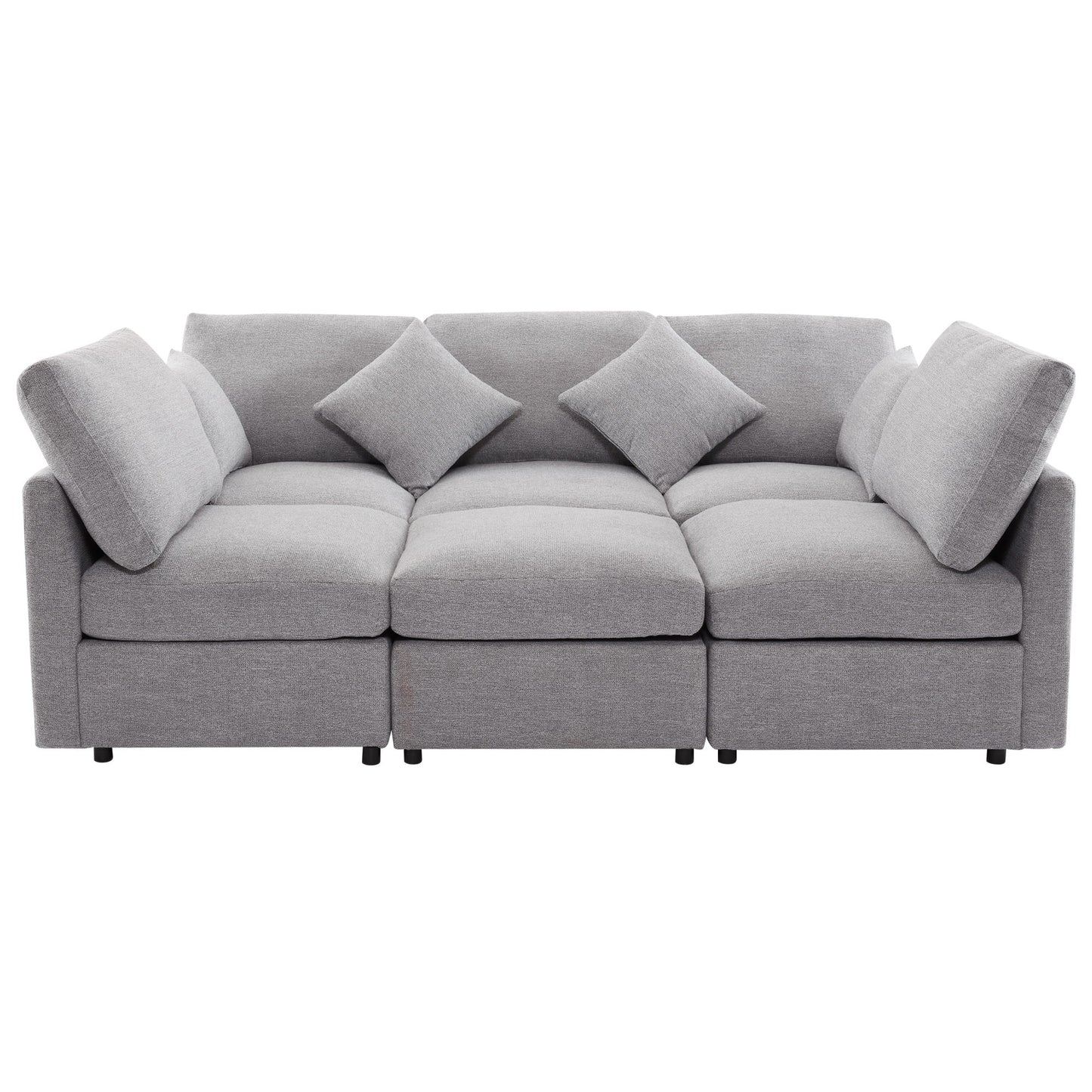 Sectional Sofa Modular Sofa U - Shaped Sofa Couch Sofa Bed L - Shaped Sofa With A Movable Ottoman And Two USB Ports For Living Room - Light Gray