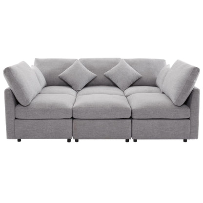 Sectional Sofa Modular Sofa U - Shaped Sofa Couch Sofa Bed L - Shaped Sofa With A Movable Ottoman And Two USB Ports For Living Room - Light Gray