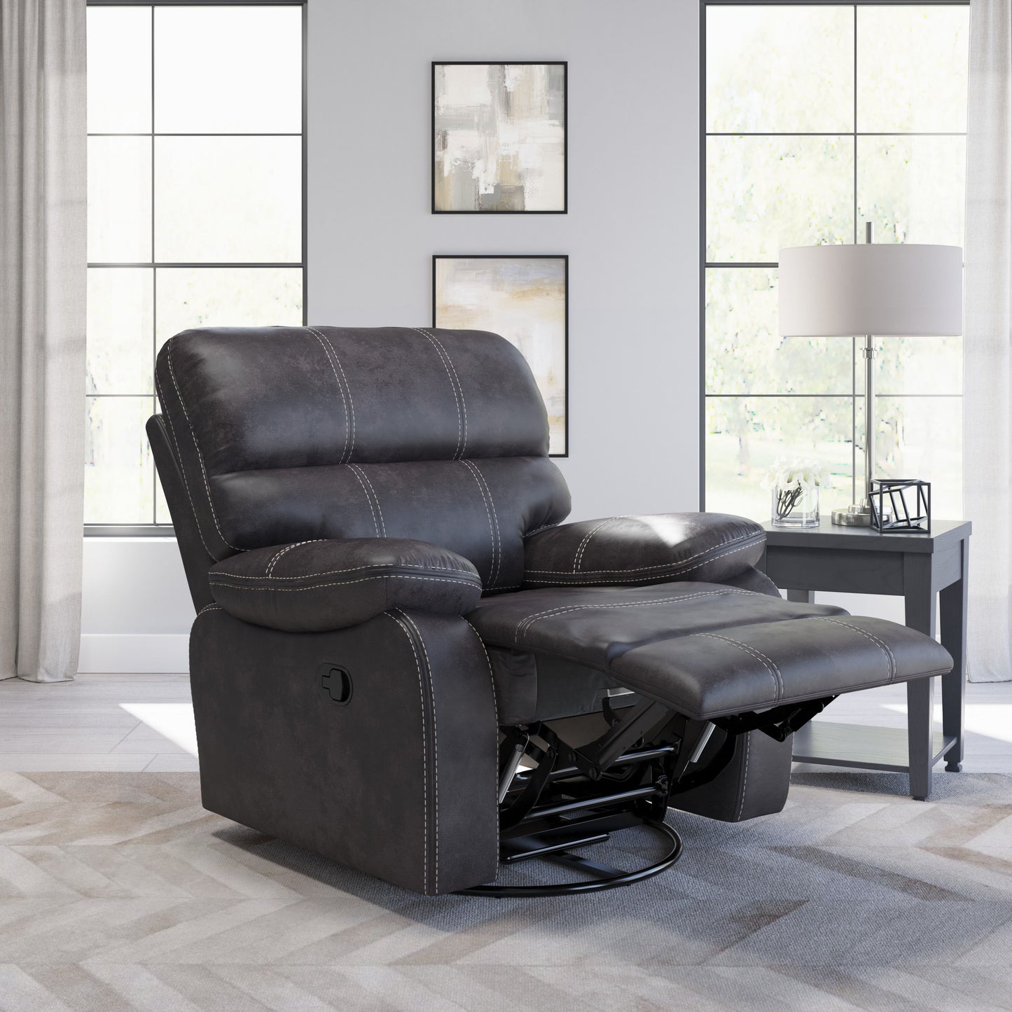Hooper - Swivel Gliding Recliner - Gray