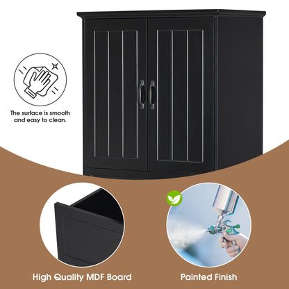 Stylish Bathroom Storage Cabinet With 2 Laundry Baskets And Drawer - Black