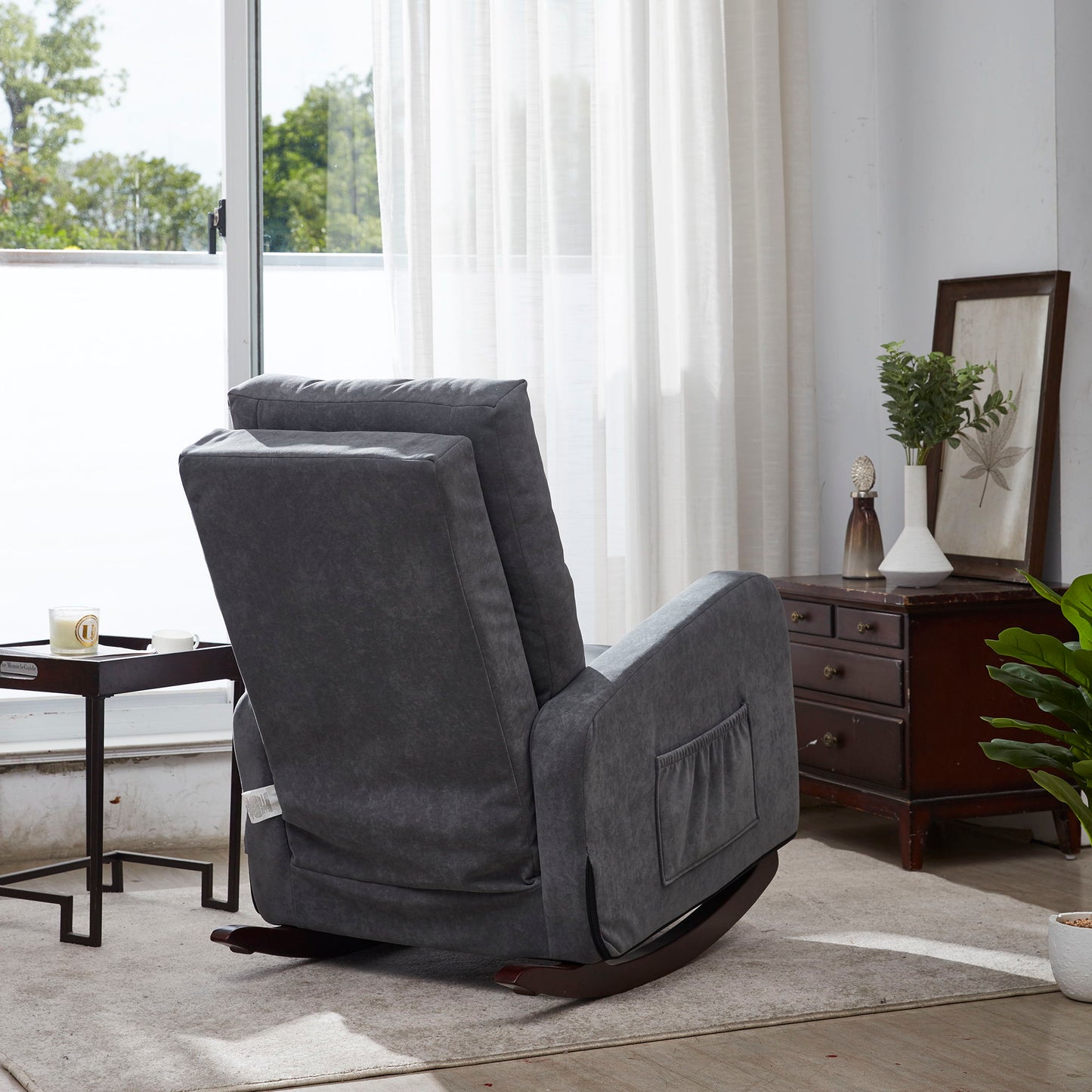 Single Sofa Reclining Japanese Chair Lazy Sofa Tatami Balcony Adjustable Chair - Antique Gray