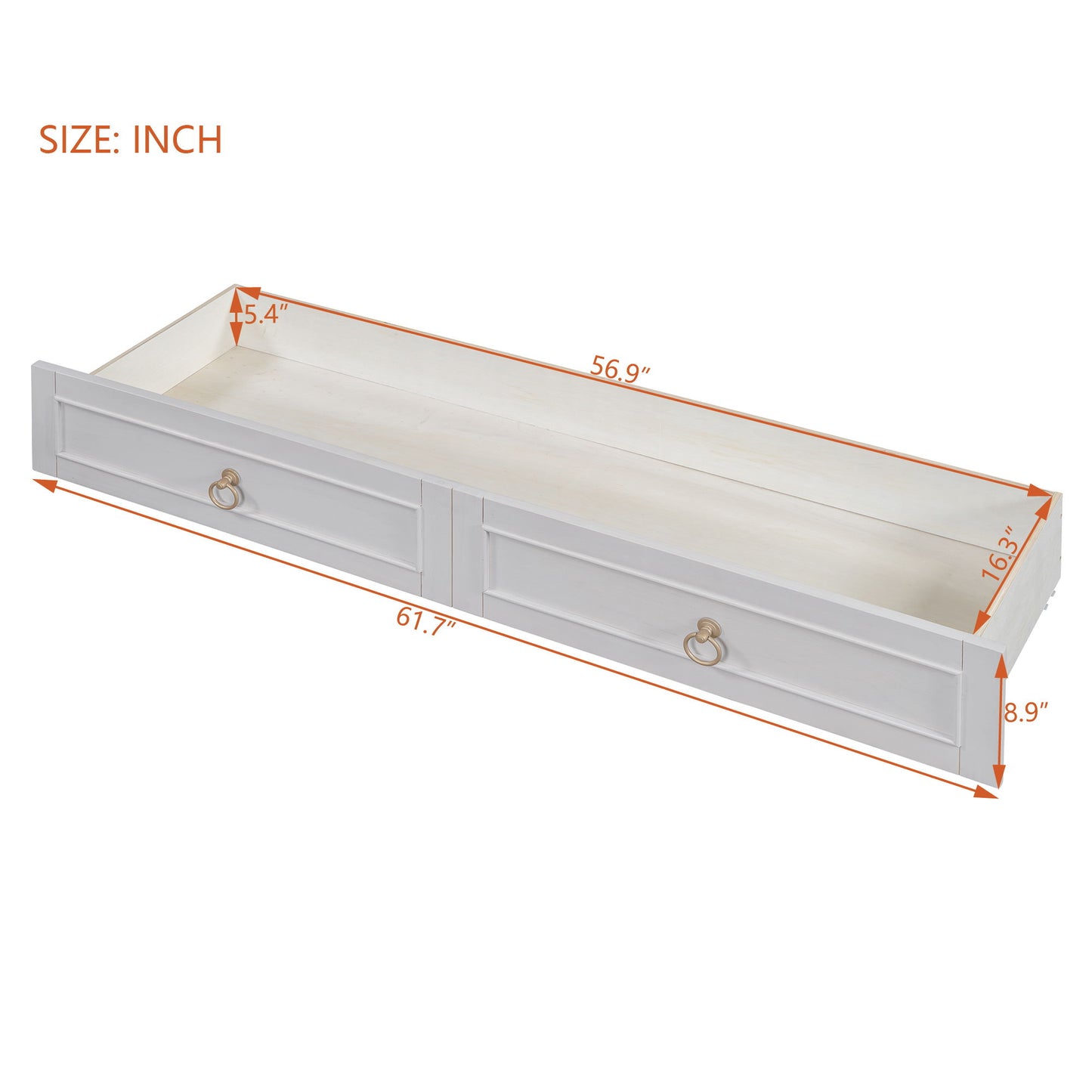 Queen Murphy Bed Elegantly Designed With Large Drawers - White