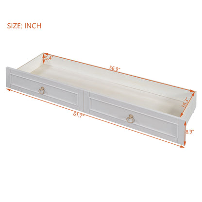 Queen Murphy Bed Elegantly Designed With Large Drawers - White