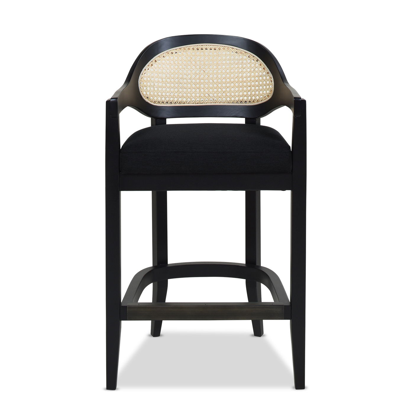 Americana - Mid-Century Modern Cane Back Counter Stool - Jet Black