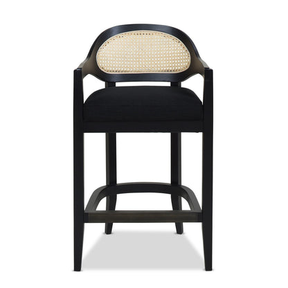 Americana - Mid-Century Modern Cane Back Counter Stool - Jet Black