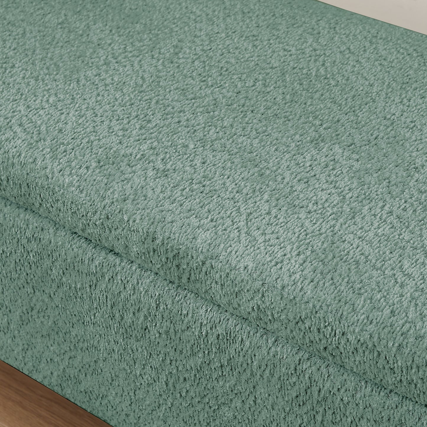 Ottoman Oval Storage Bench, 3D Lamb Fleece Bench With Large Storage Space For The Living Room, Entryway And Bedroom - Green