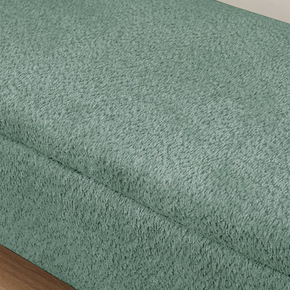 Ottoman Oval Storage Bench, 3D Lamb Fleece Bench With Large Storage Space For The Living Room, Entryway And Bedroom - Green