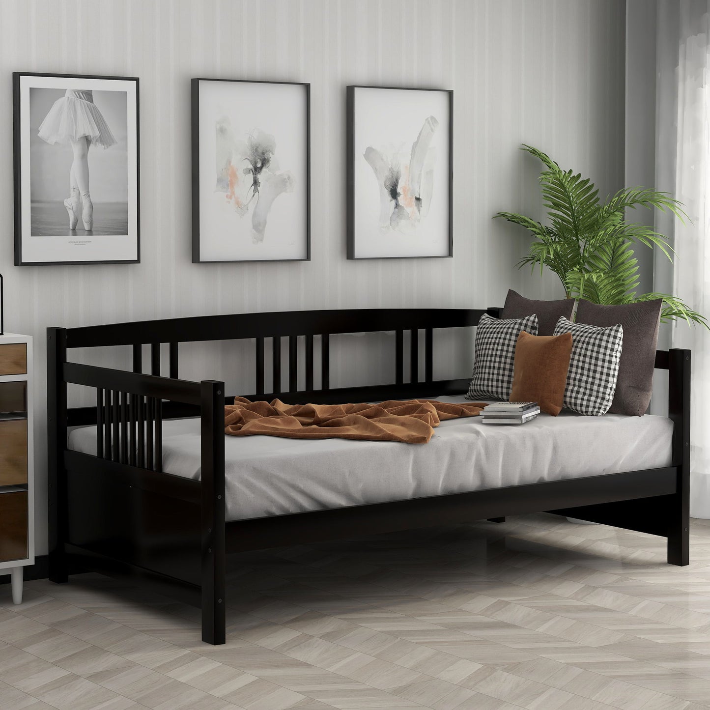 Twin Size Modern Daybed, Multifunctional - Espresso