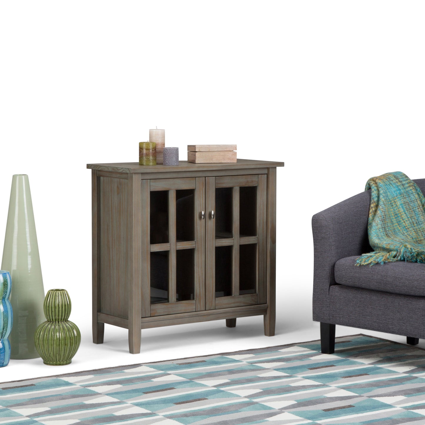 Warm Shaker - Low Storage Cabinet - Distressed Gray