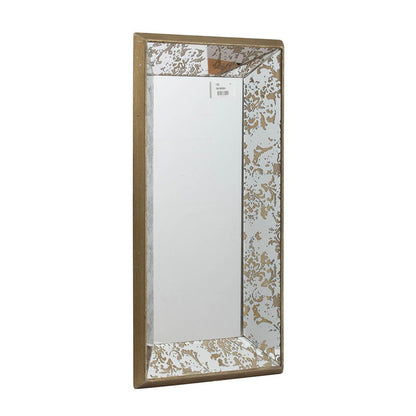 Antique Rectangle Mirror With Floral Accents, Mirrored Display Tray, Wall Mirror - Silver