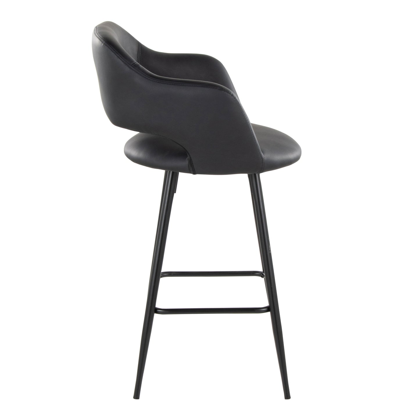 Margarite - Contemporary Fixed Height Counter Stool With Square Footrest (Set of 2) - Black
