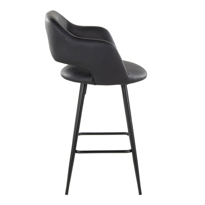 Margarite - Contemporary Fixed Height Counter Stool With Square Footrest (Set of 2) - Black