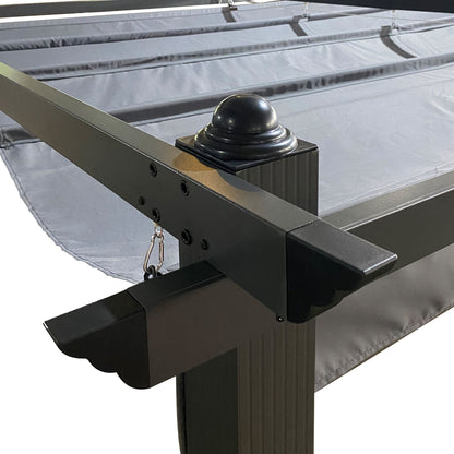 Replacement Canopy Top Fabric For 10X10 Ft Outdoor Patio Retractable Pergola Sunshelter Pergola Canopy - Gray