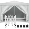 10'X10' Folding Canopy With 4 Removable Sidewalls Outdoor Event Shelter UPF 50+ Gazebo Portable Tents For Parties Beach Camping Wedding Ez Pop Up Canopy 4 Pieces Weight Bag + Carry Bag - White