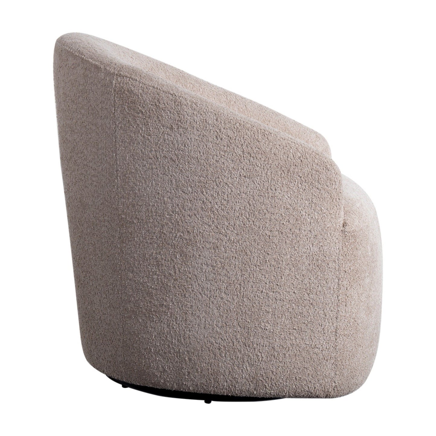 Modern Upholstered 360 Degree Swivel Chair Faux Fabric Solid Wood Frame - Beige