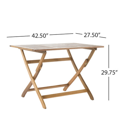 Blissique - Outdoor Foldable Wood Dining Table With Slat Design - Natural