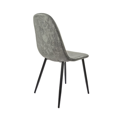 Modern Accent Dining Chairs (Set of 4), Upholstered Seat, Spoon Shape - Black / Gray