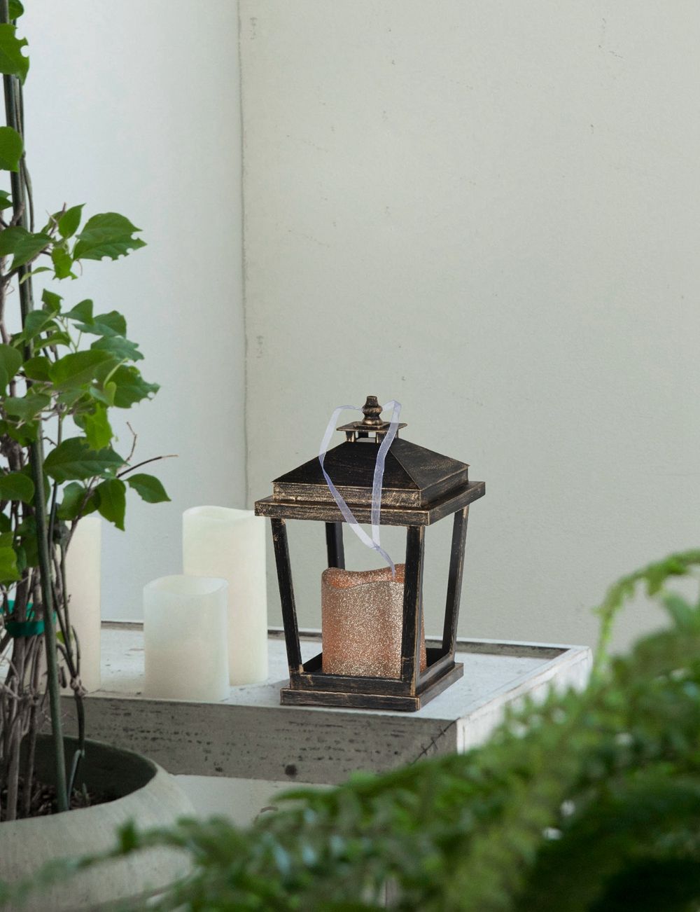 Menifee - Lantern With Led Candle, Short (Set of 2) - Bronze