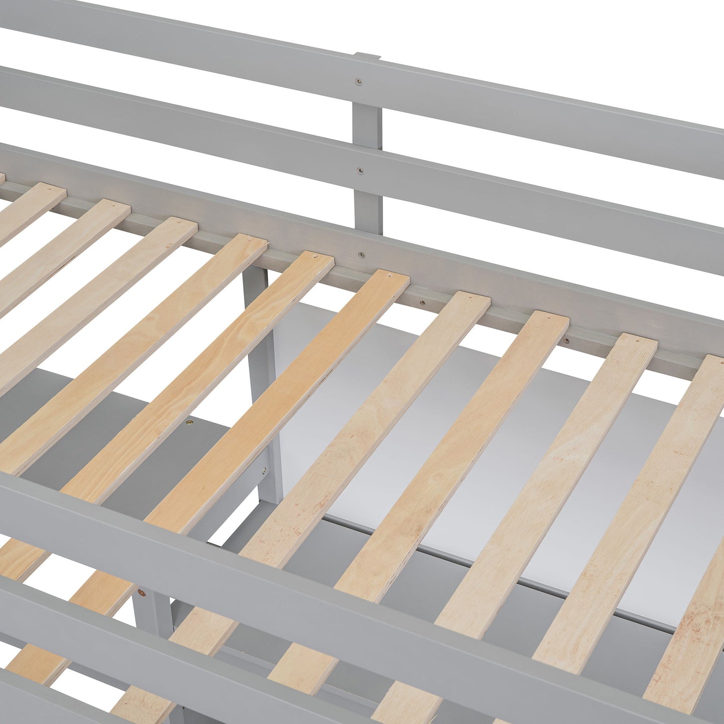 Twin Size Loft Bed With Shelves, Desk And Writing Board - Gray