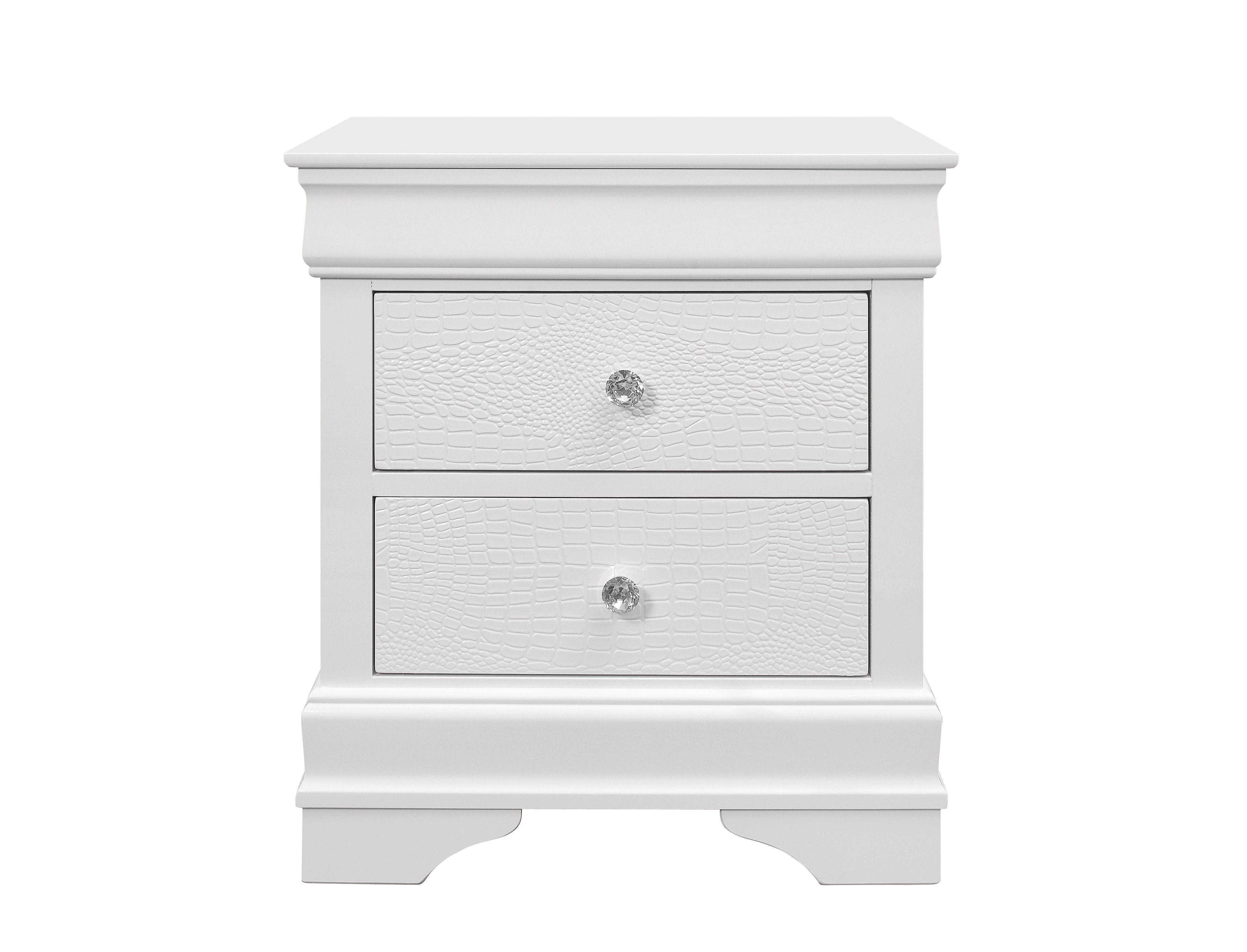 Shaker - Crocodile Metallic Nightstand - White