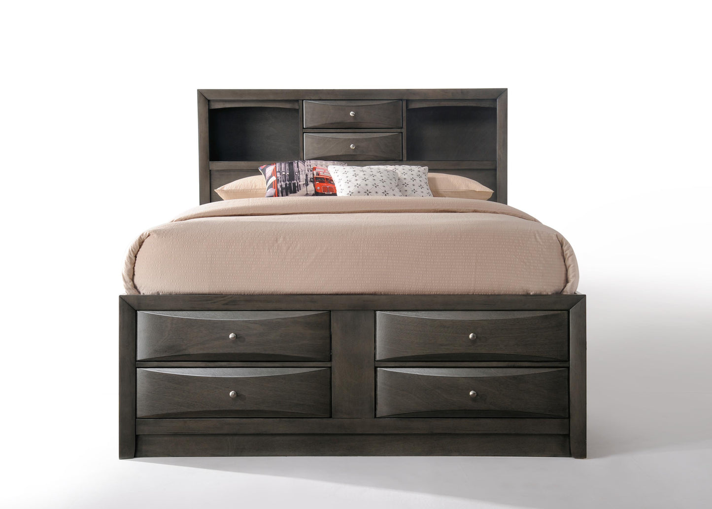 Ireland - Queen Bed With Storage - Gray Oak